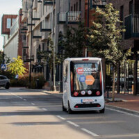 Self-driving bus hits the streets of Užupis in Vilnius 