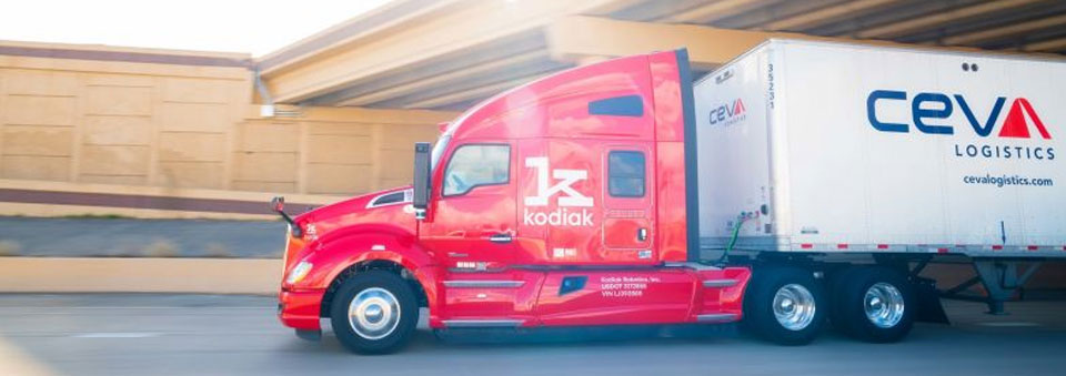 Self-driving truck startup Kodiak Robotics launches autonomous freight delivery route in Oklahoma with CEVA Logistics using Class-8 trucks