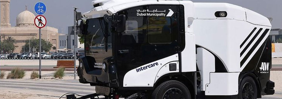 Watch: Self-driving vehicle sweeps cycling tracks at Dubai beach